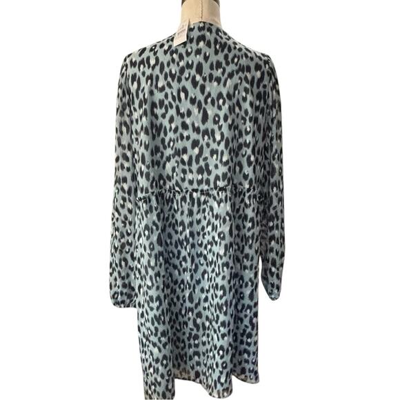 LOFT Blue Leopard Dress with Long sleeves NEW Size Small - Picture 5 of 11